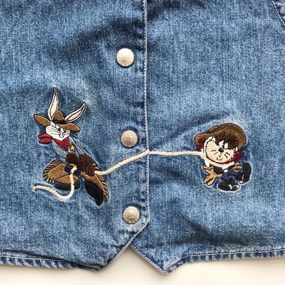 Vintage Acme kids bugs bunny denim vest EUC S(7-8Y) - Picture 4 of 8
